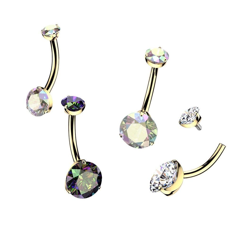 Piercing para ombligo de titanio y oro de 24k