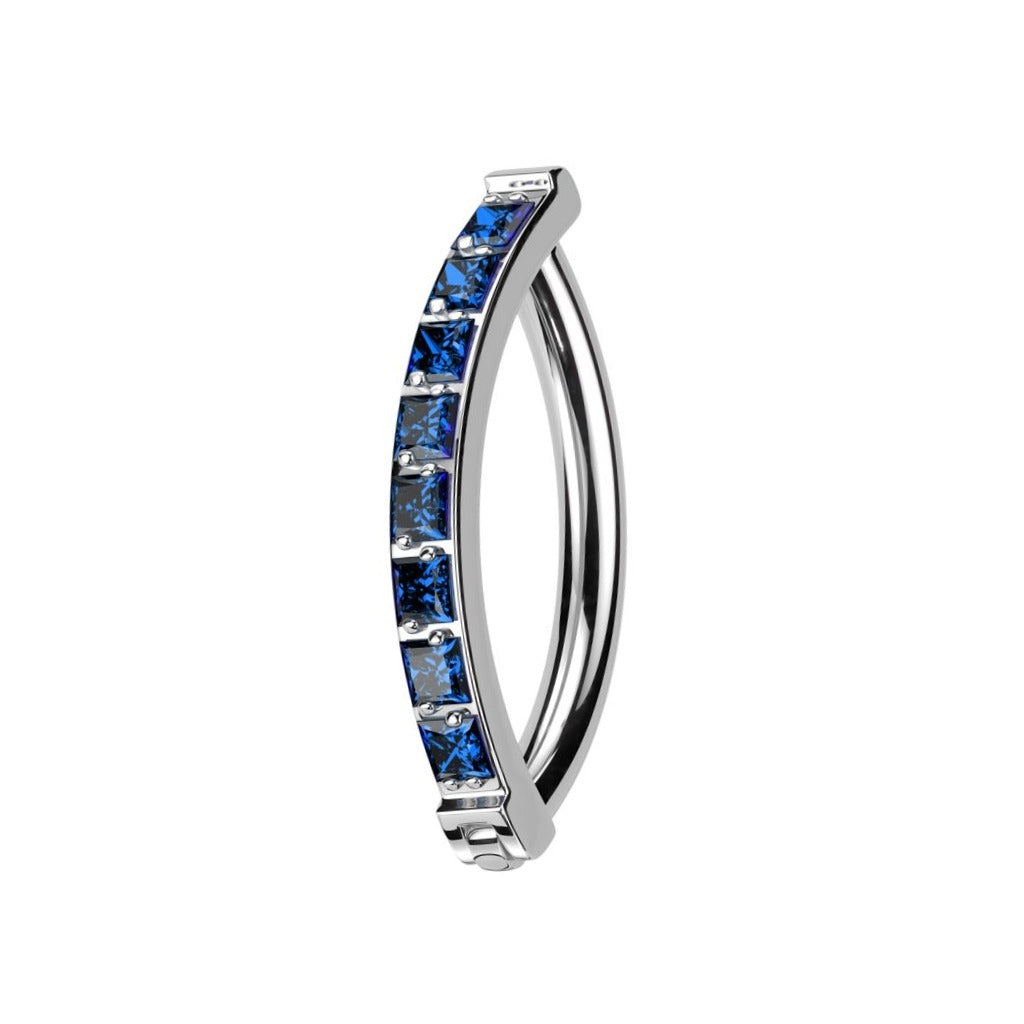 Aro para ombligo con circonitas cuadradas