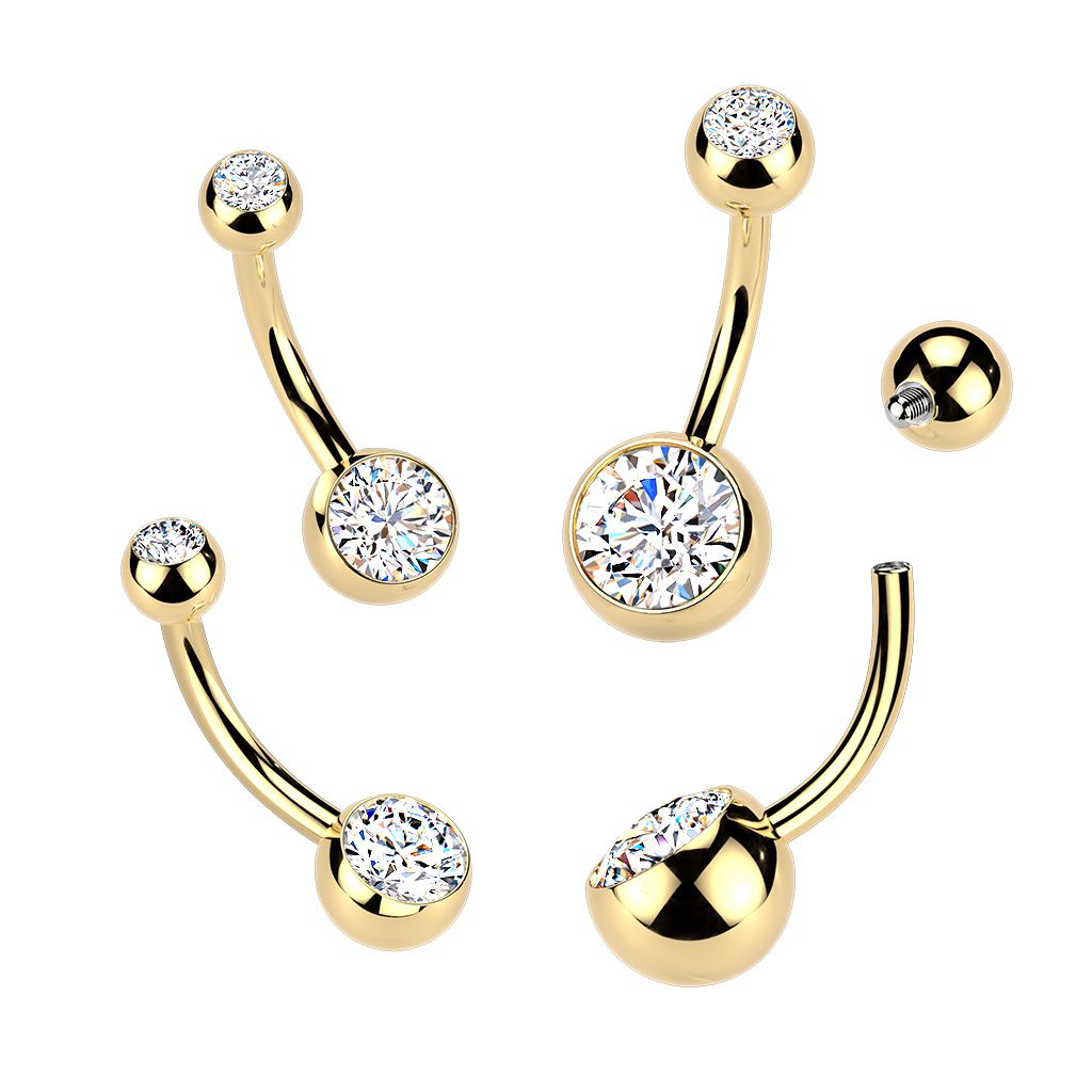 Piercing para ombligo de titanio baño de oro 24k