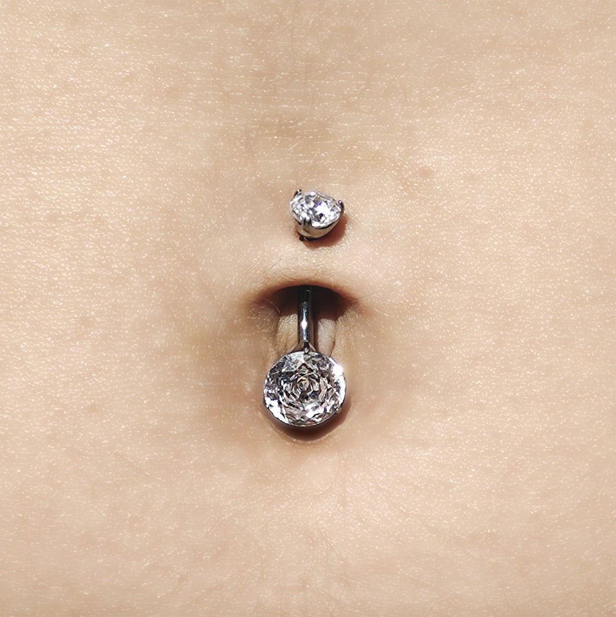 Piercing para ombligo de titanio cristal con talla rosa 24K