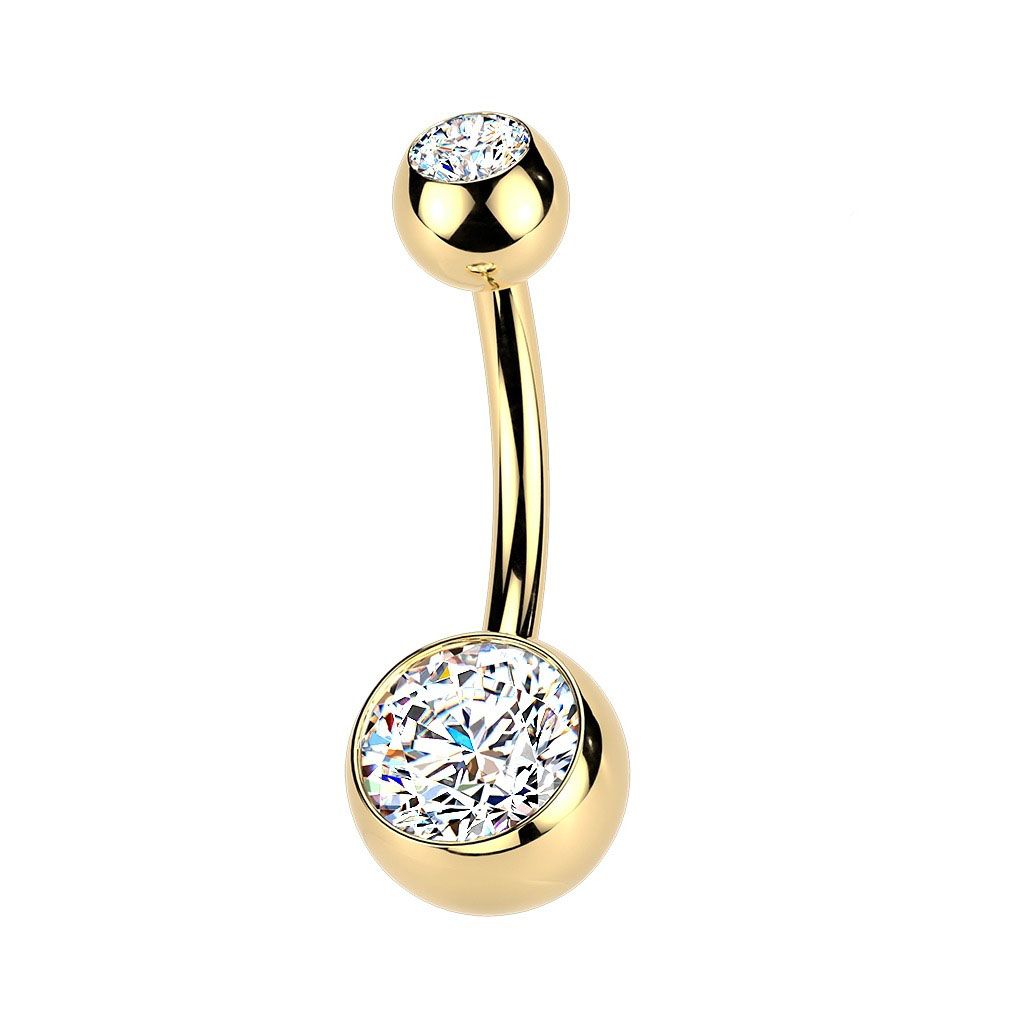 Piercing para ombligo de titanio baño de oro 24k