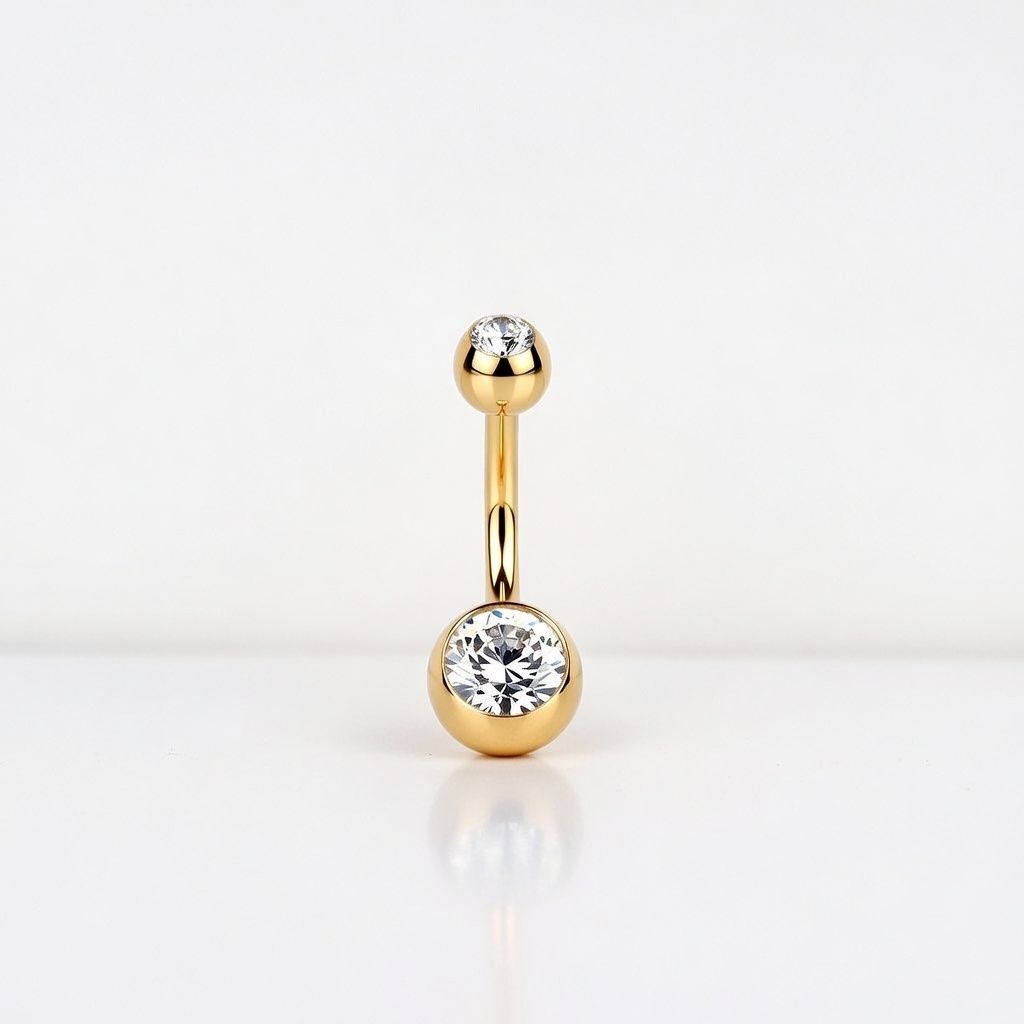 Piercing para ombligo de titanio baño de oro 24k