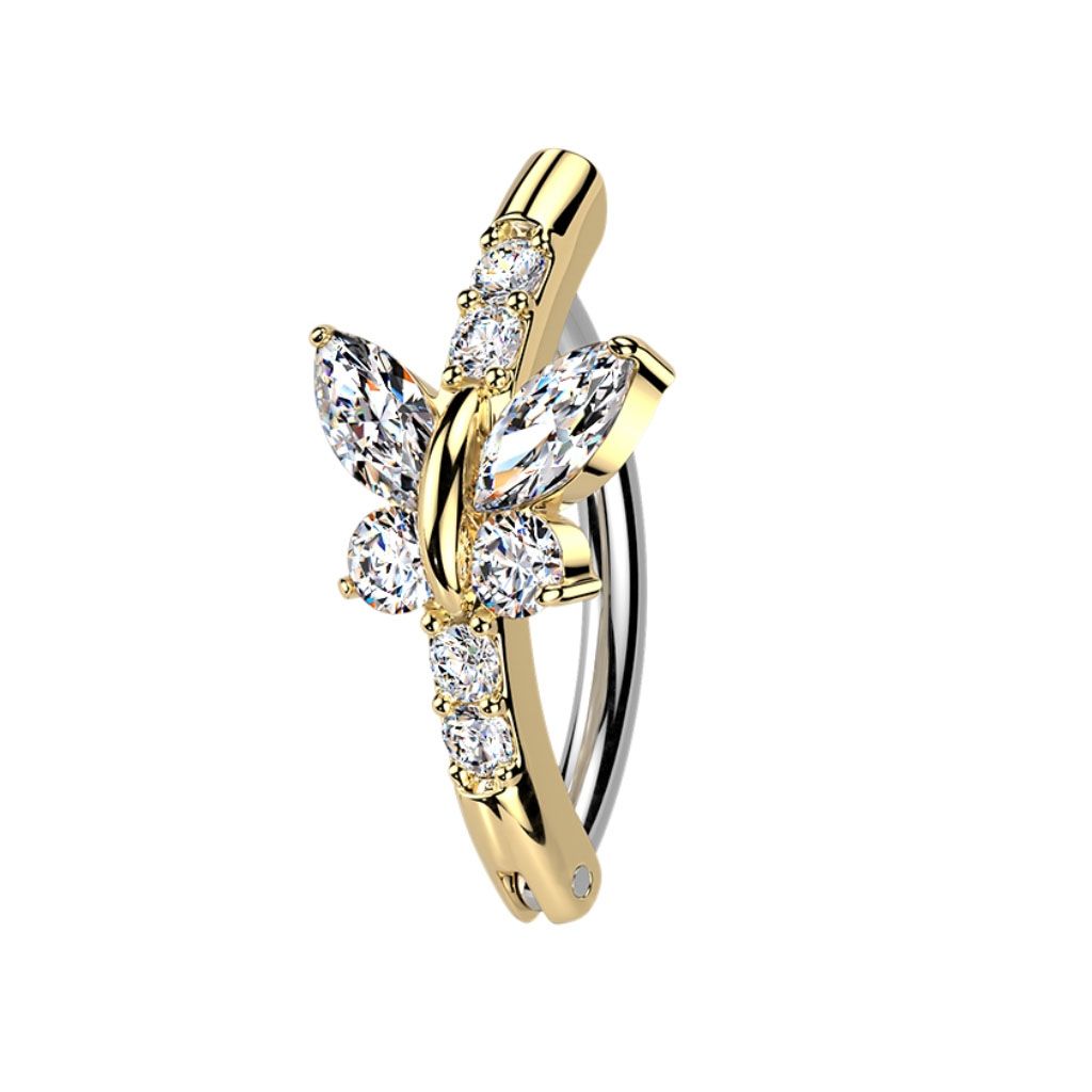 Piercing para el ombligo mariposa de cristal