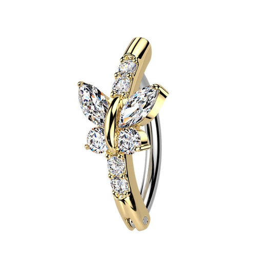 Piercing para ombligo mariposa de cristal