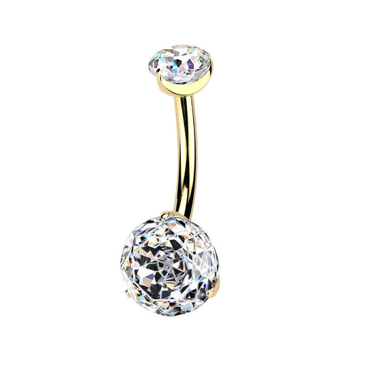 Piercing para ombligo de titanio cristal con talla rosa 24K