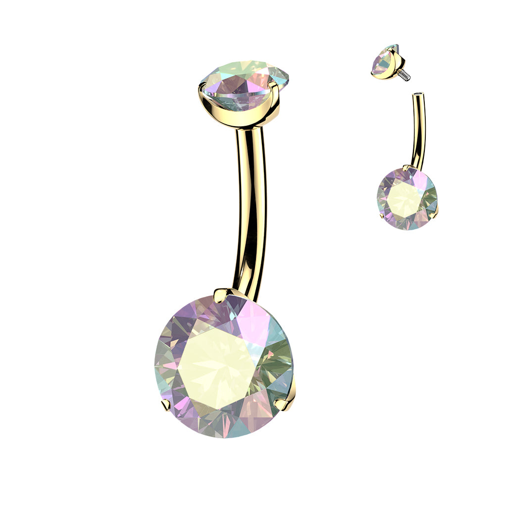 Piercing para ombligo de titanio y oro de 24k