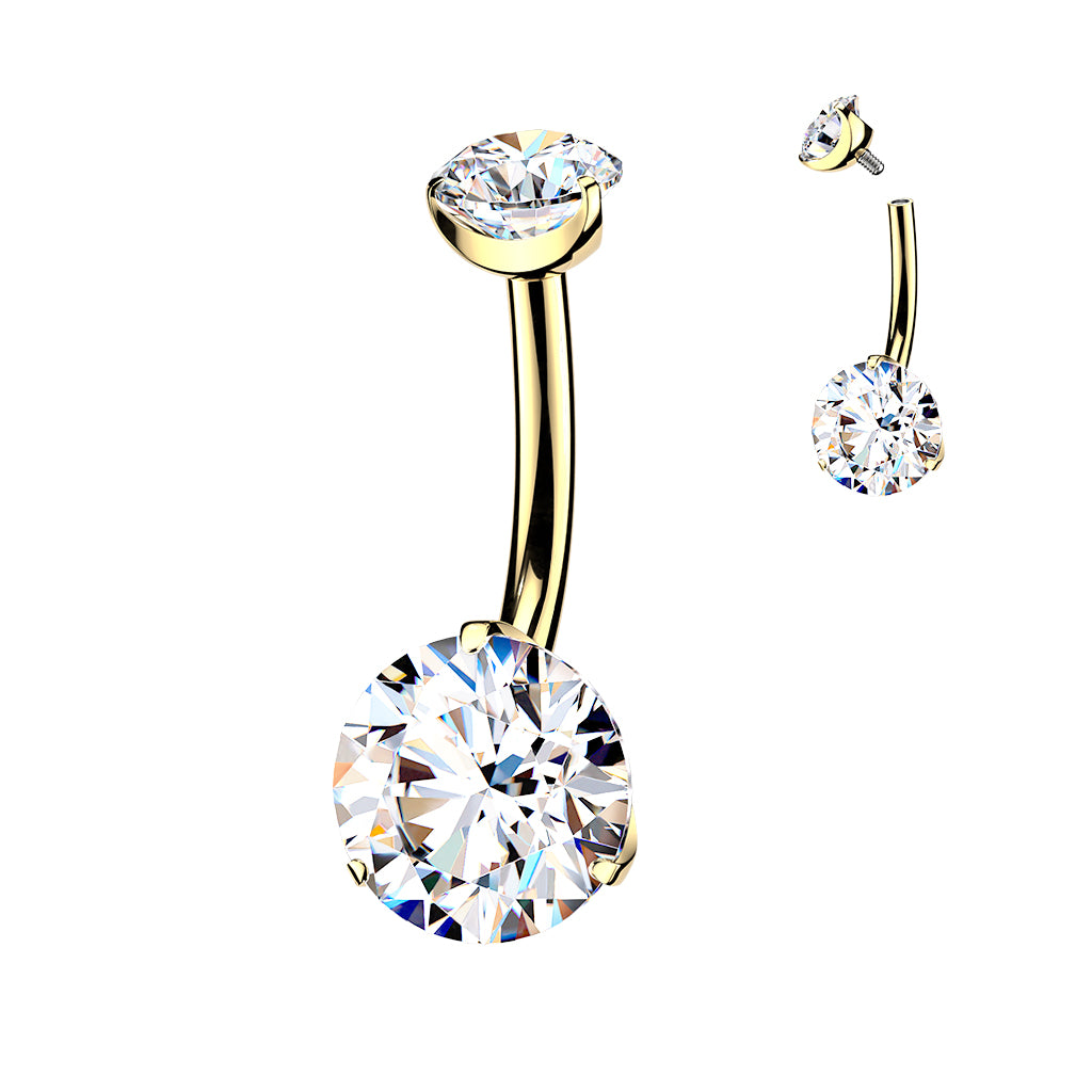 Piercing para ombligo de titanio y oro de 24k