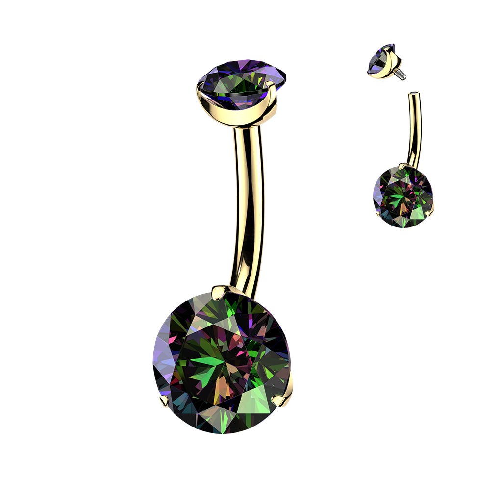 Piercing para ombligo de titanio y oro de 24k