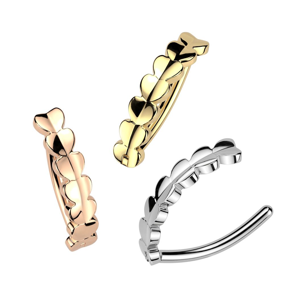 Piercing para el ombligo línea de corazones de titanio