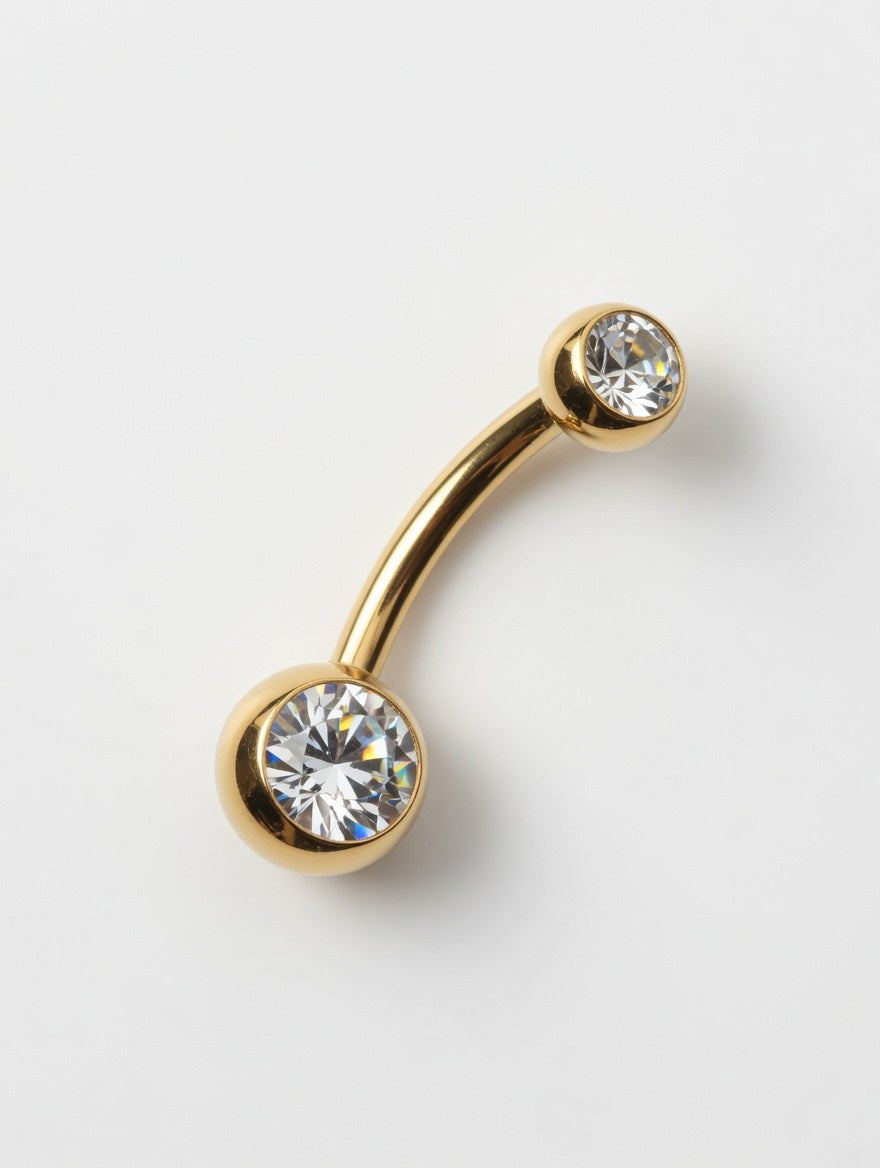 Piercing para ombligo de titanio baño de oro 24k