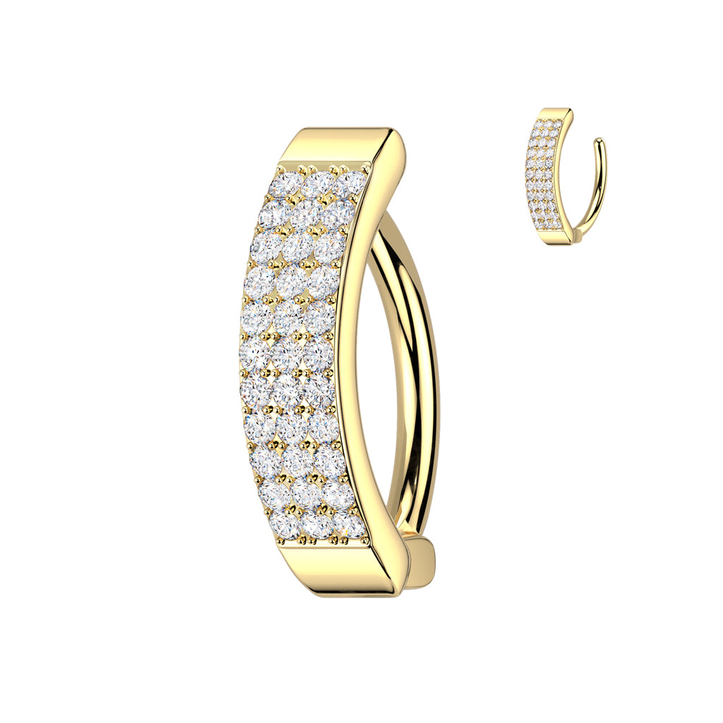 Piercing para el ombligo con tres líneas cz tipo aro