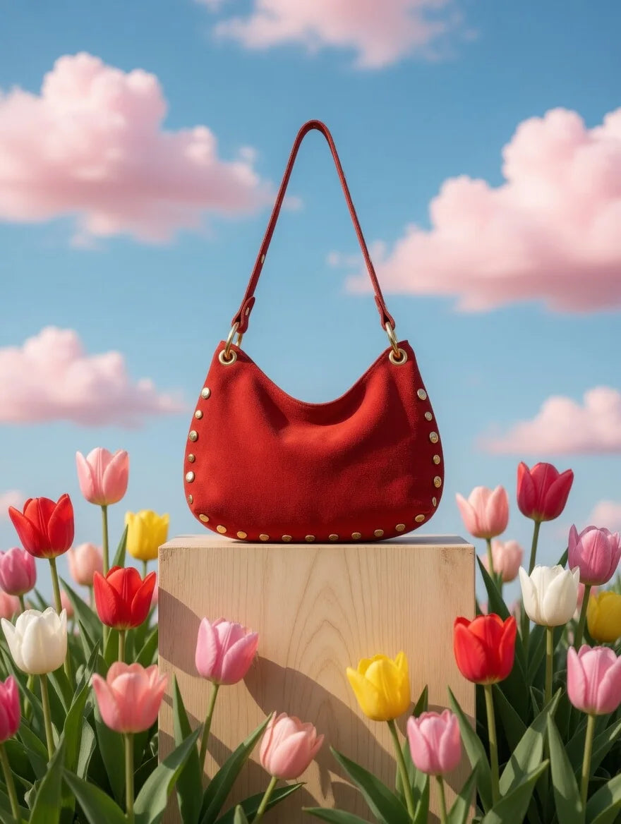 Bolso rojo de piel auténtica pequeño