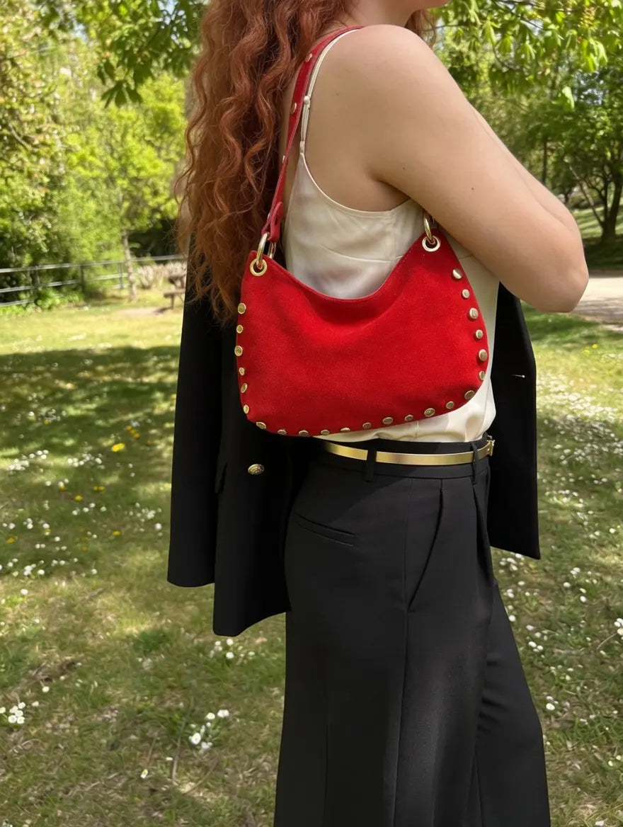 Bolso rojo de piel auténtica pequeño