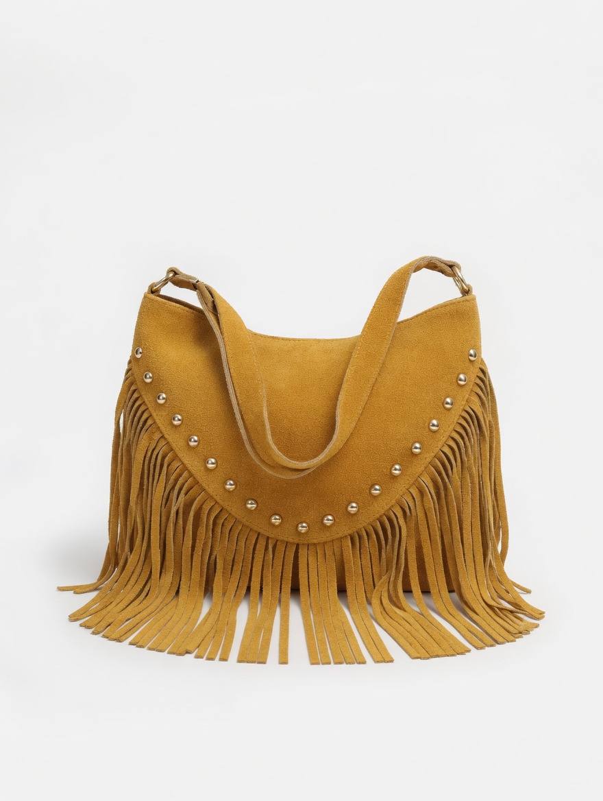Bolso de piel de mujer ocre dorado