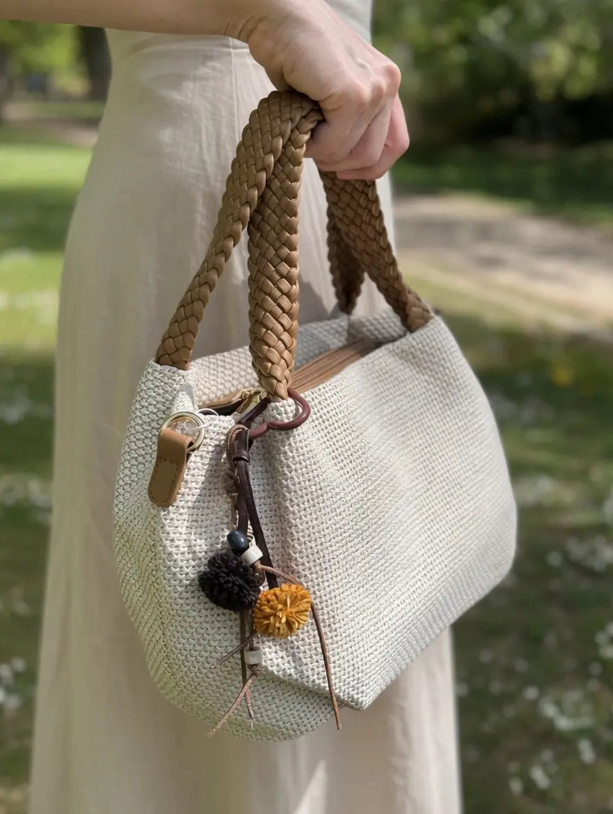 Bolso de hombro de rafia para verano mujer