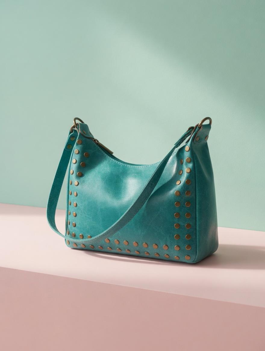 Bolso de piel de mujer color turquesa