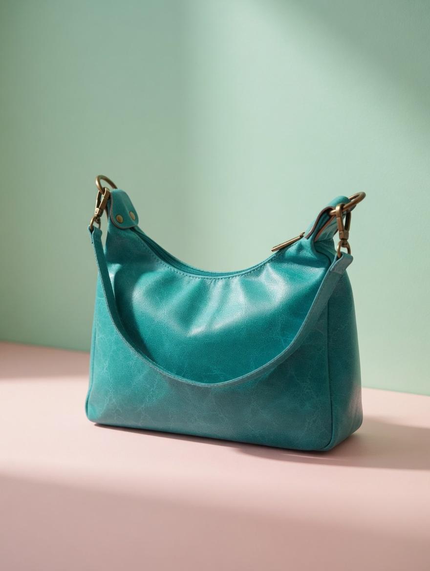 Bolso de piel de mujer color turquesa