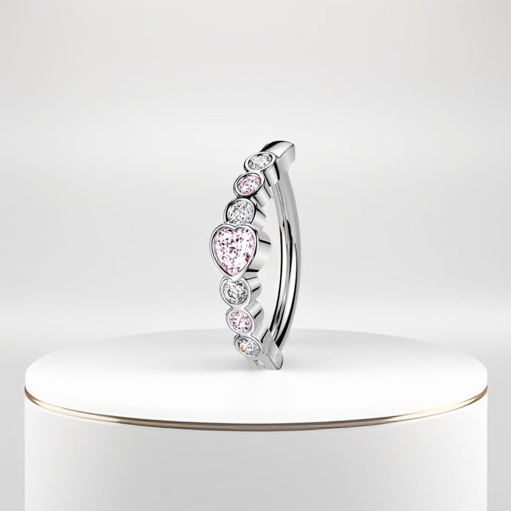 Piercing ombligo aro de acero con corazones