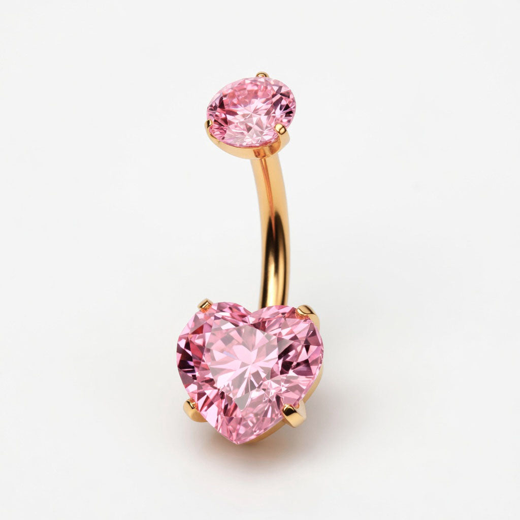 Piercing del ombligo oro 24 quilates corazón