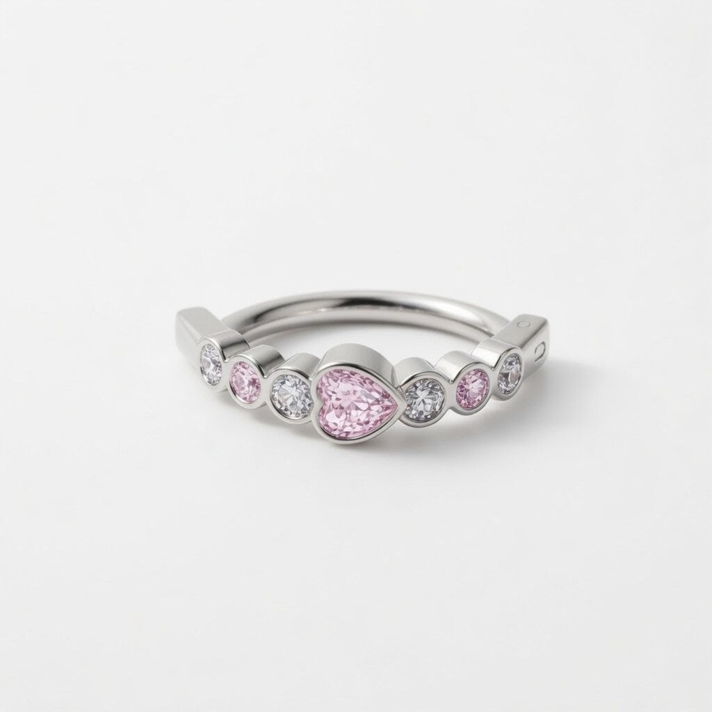 Piercing ombligo aro de acero con corazones