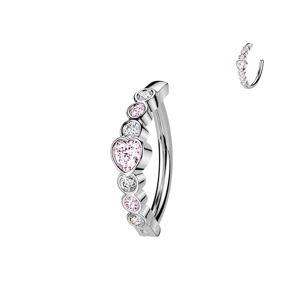Piercing ombligo aro de acero con corazones