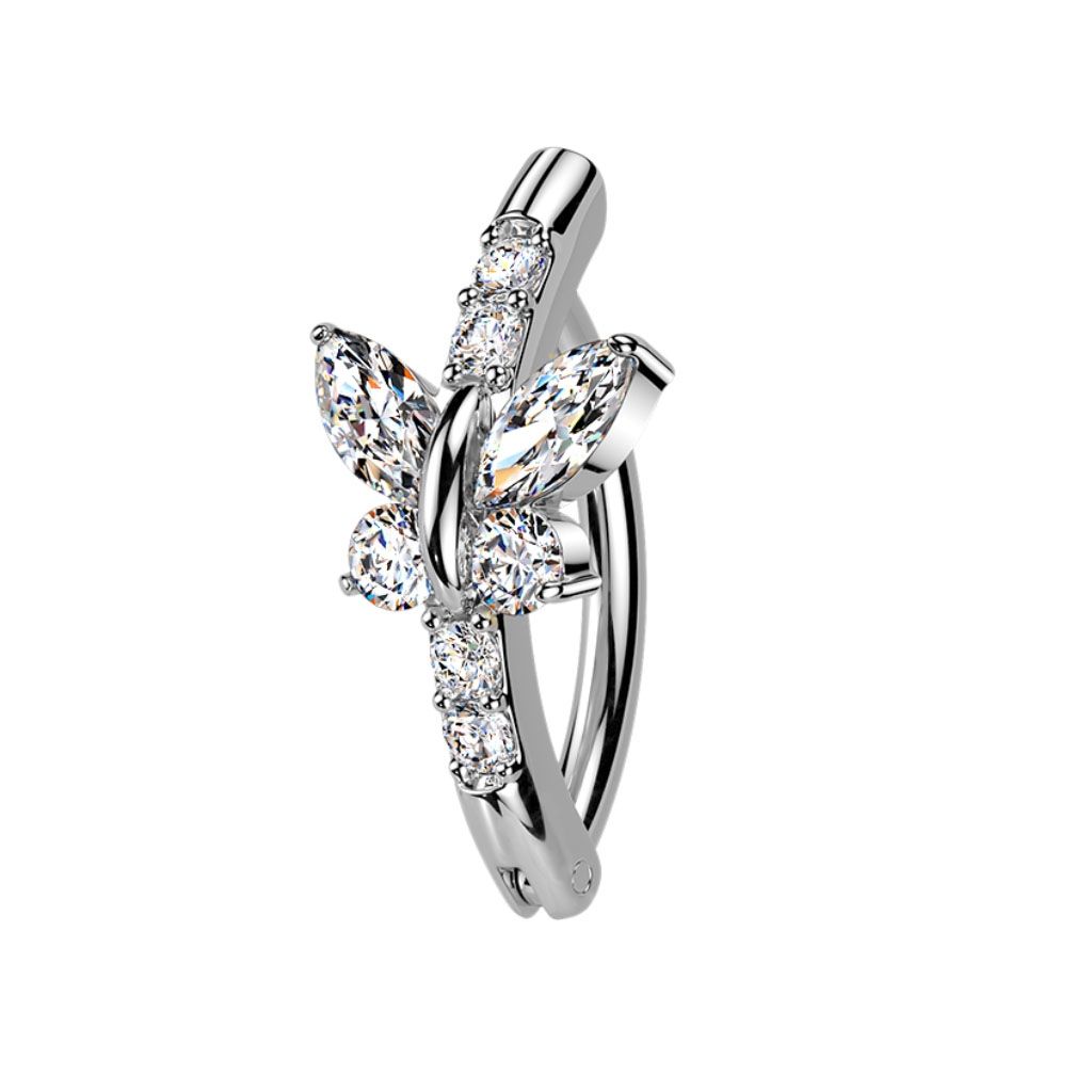 Piercing para el ombligo mariposa de cristal