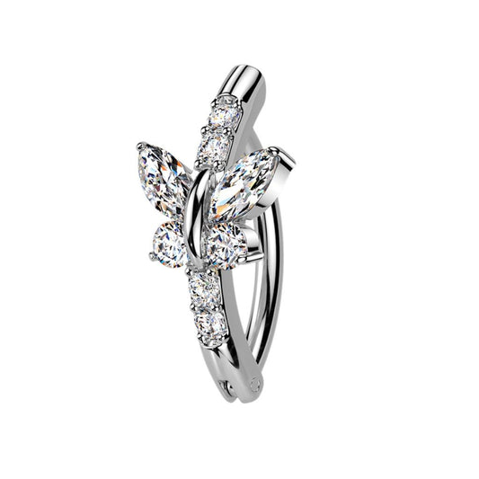 Piercing para el ombligo mariposa de cristal