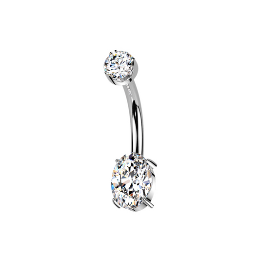 Piercing para ombligo de titanio y diamante de moisanita