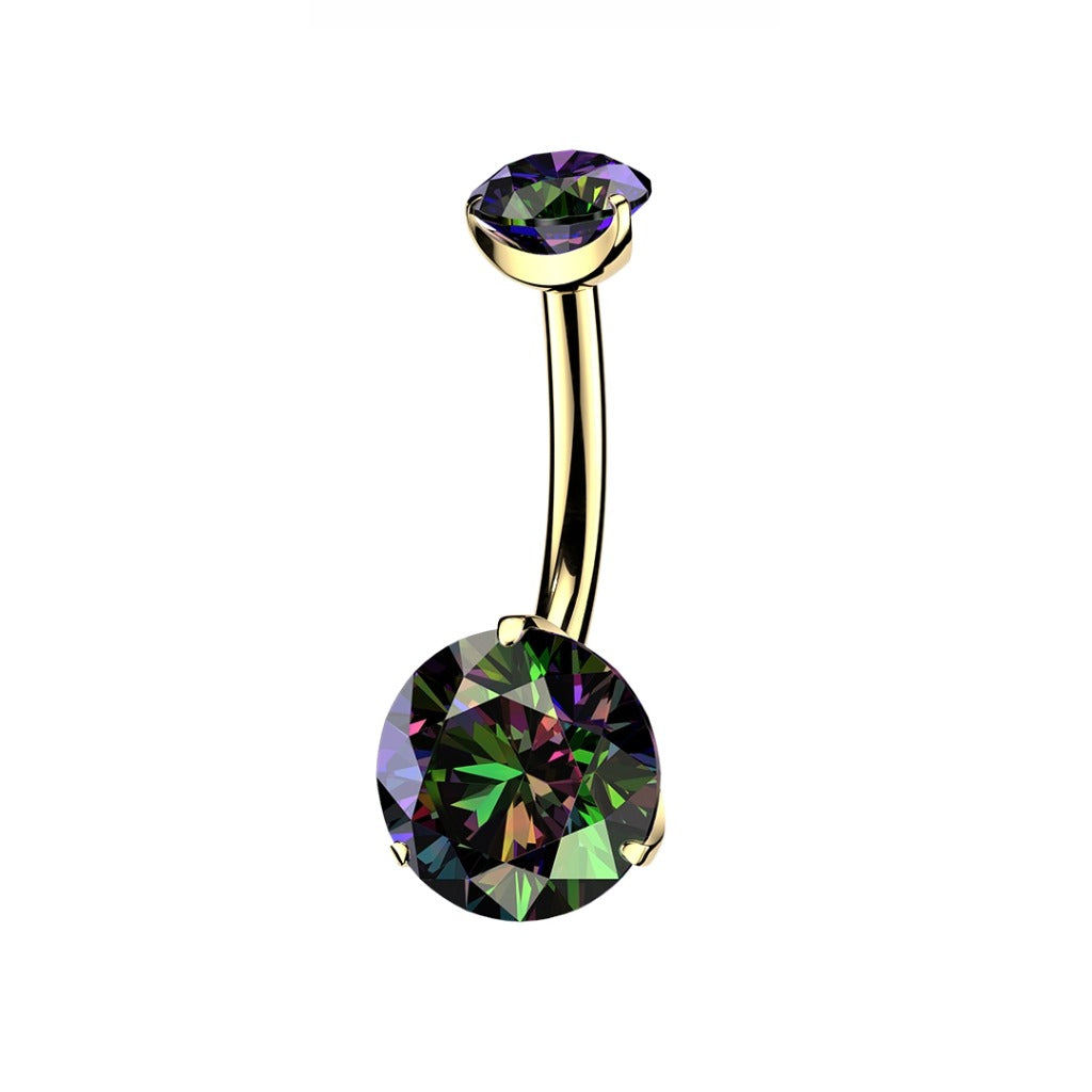 Piercing para ombligo de titanio y oro de 24k