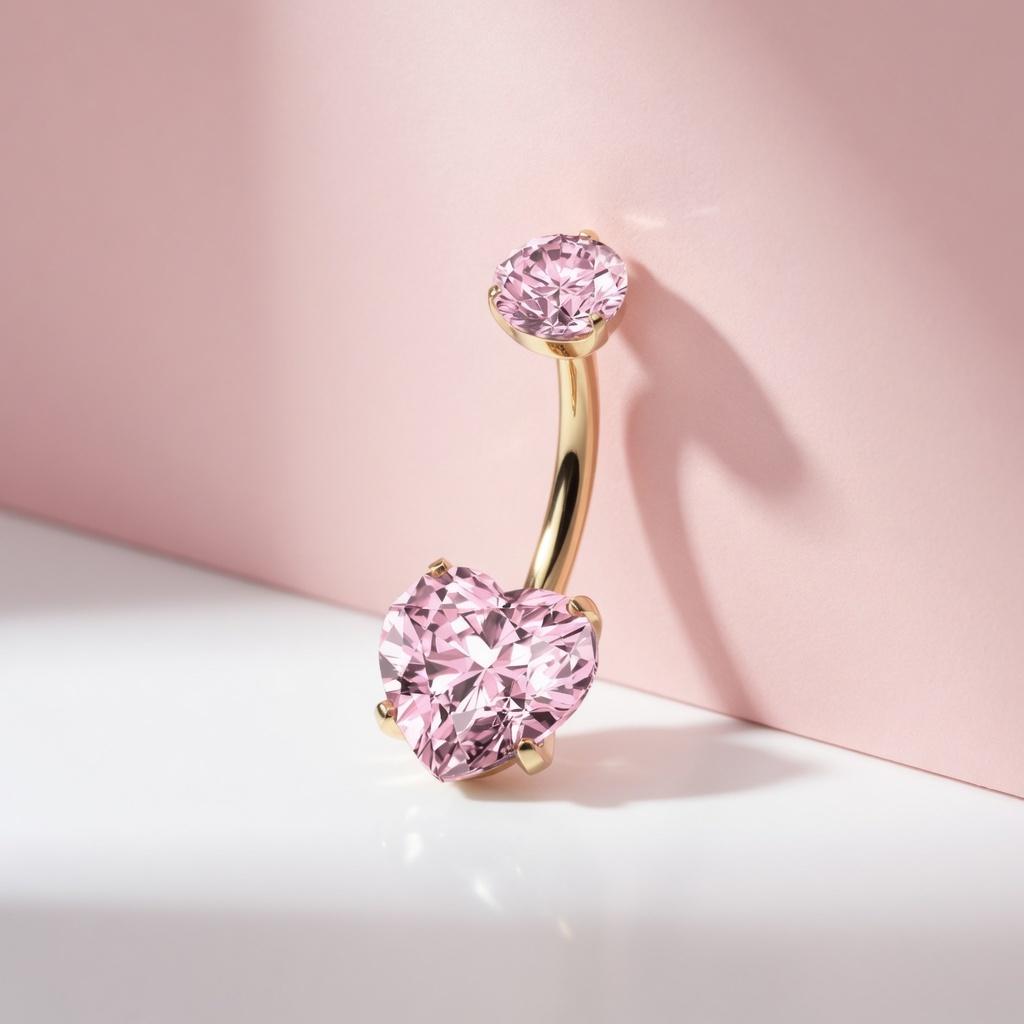 Piercing del ombligo oro 24 quilates corazón