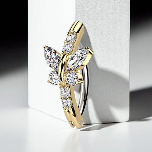 Piercing para el ombligo mariposa de cristal