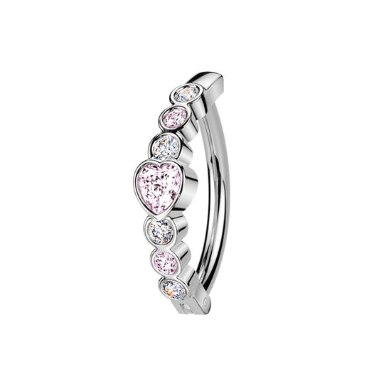 Piercing ombligo aro de acero con corazones