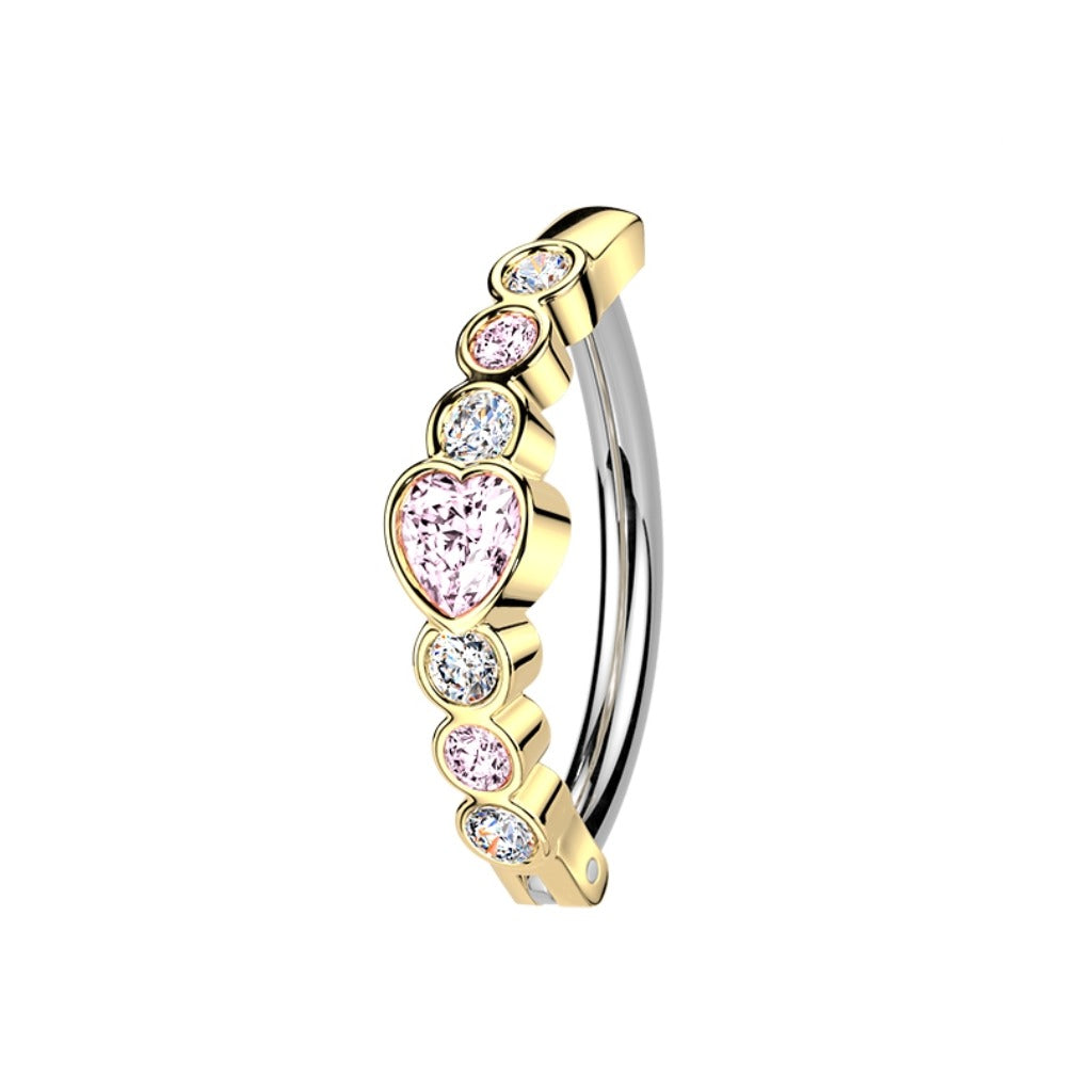 Piercing ombligo aro de acero con corazones