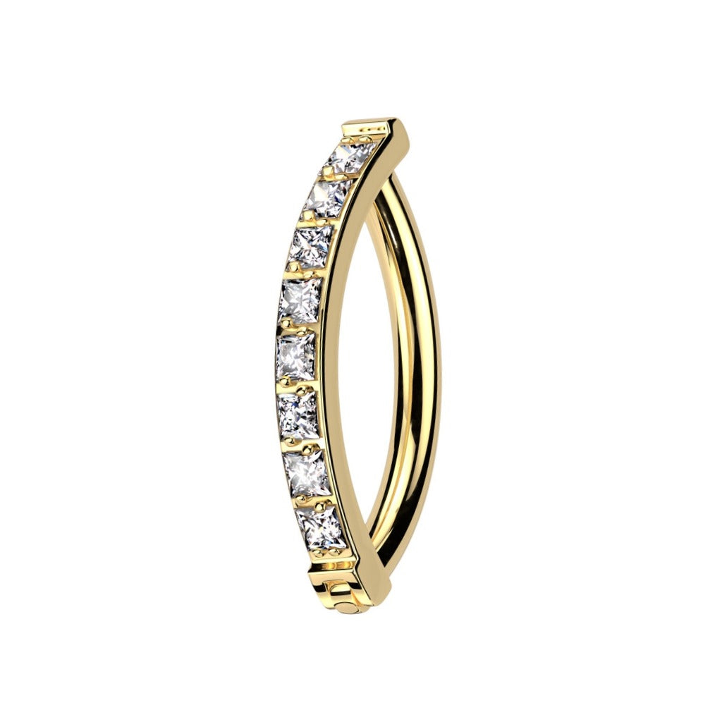 Aro para ombligo con circonitas cuadradas