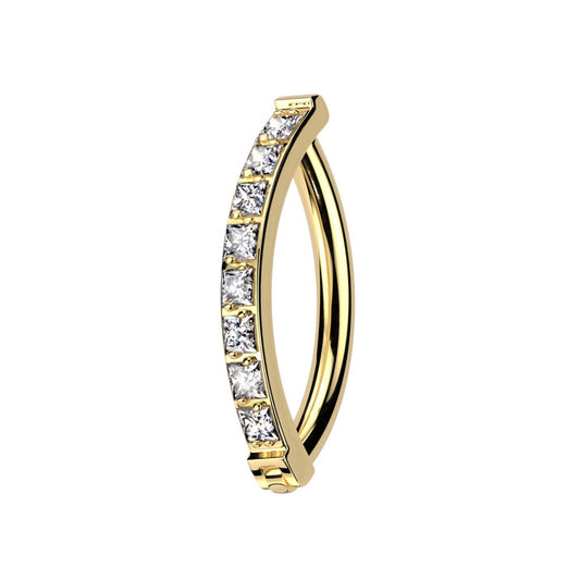 Aro para ombligo con circonitas cuadradas