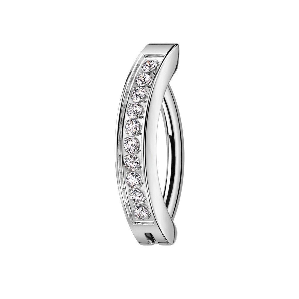 Piercing para ombligo aro con línea de cristales