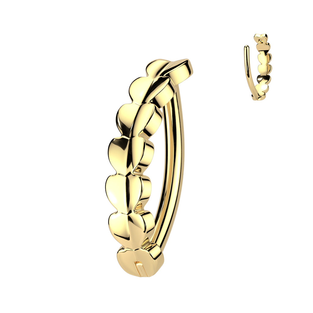 Piercing para el ombligo línea de corazones de titanio