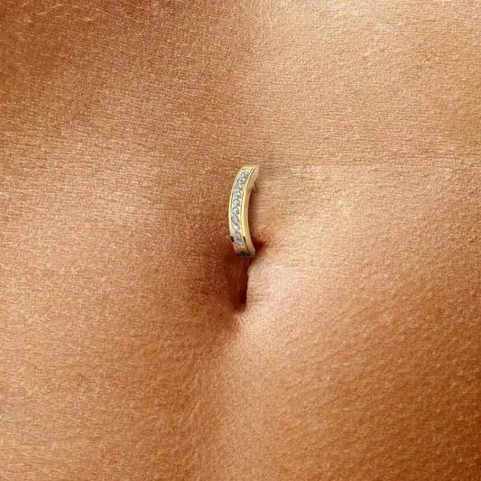 Piercing para ombligo aro con línea de cristales