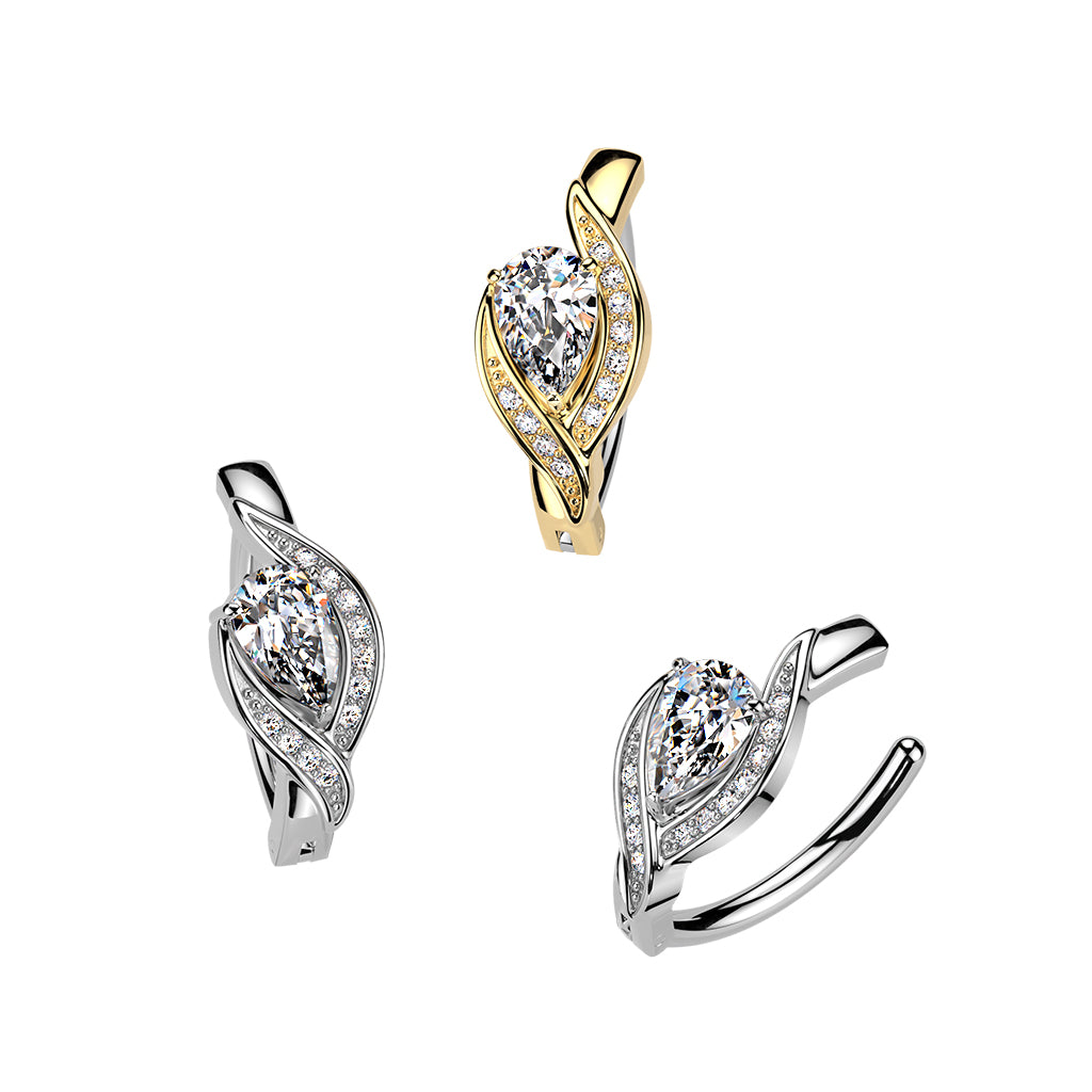 Piercing para ombligo de acero gota de cristal