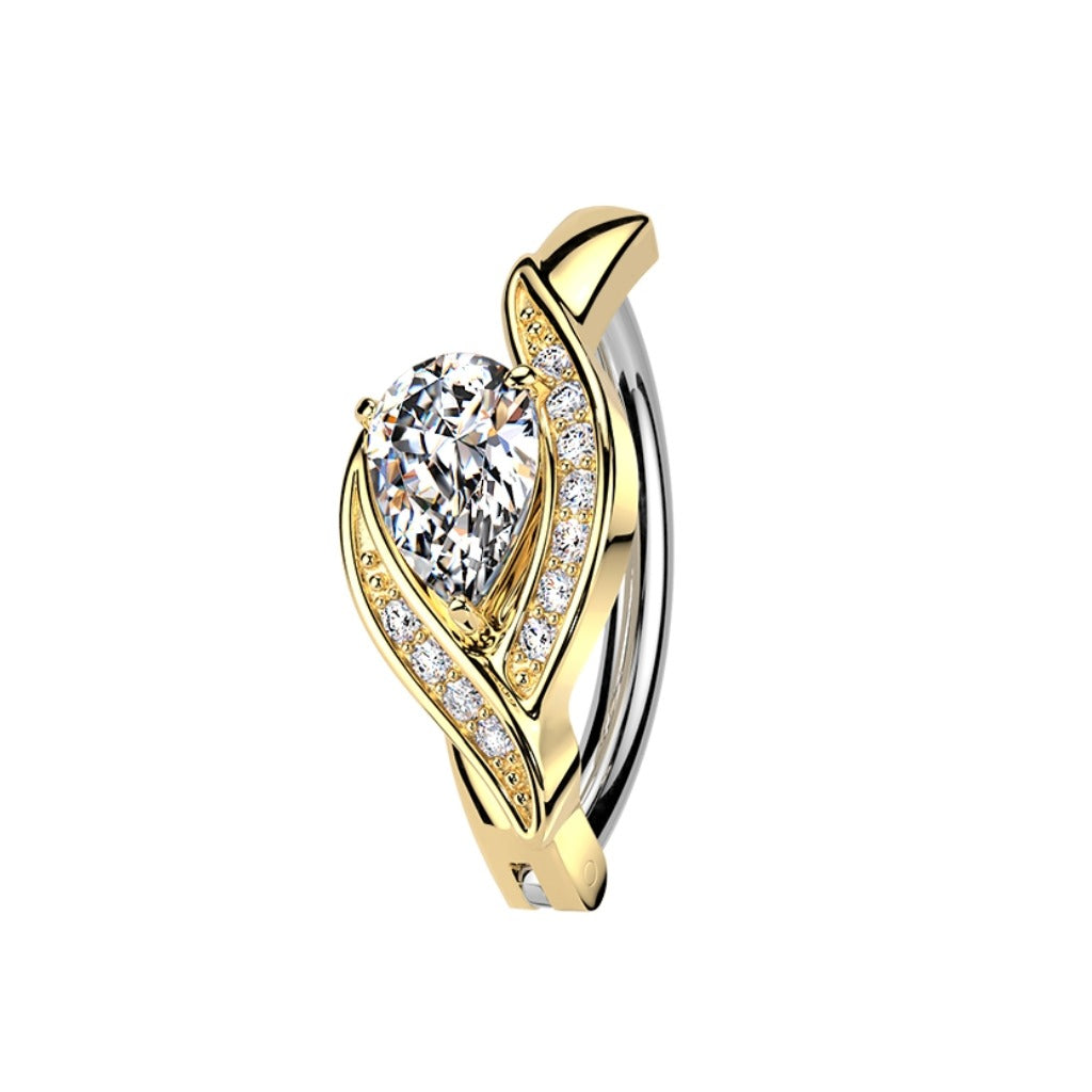 Piercing para ombligo de acero gota de cristal