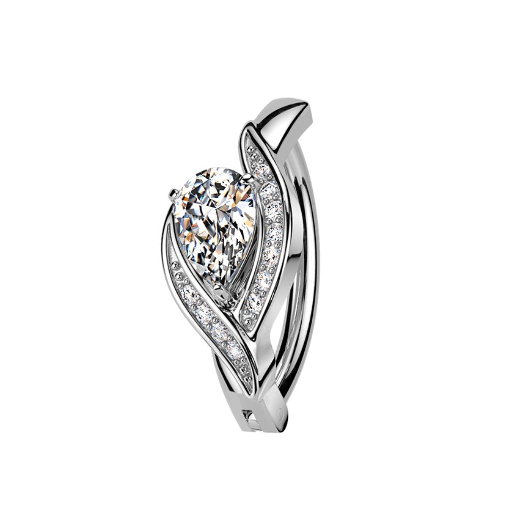 Piercing para ombligo de acero gota de cristal