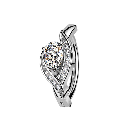 Piercing para ombligo de acero gota de cristal