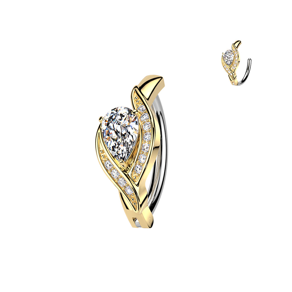 Piercing para ombligo de acero gota de cristal