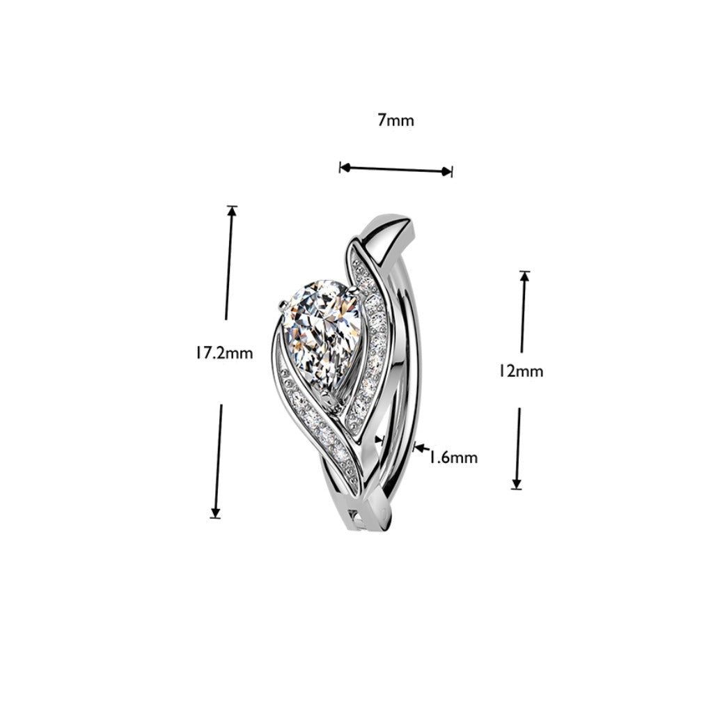 Piercing para ombligo de acero gota de cristal