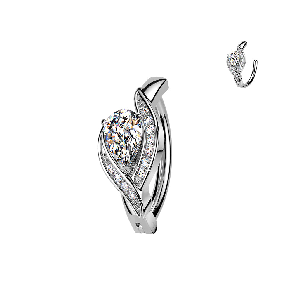 Piercing para ombligo de acero gota de cristal