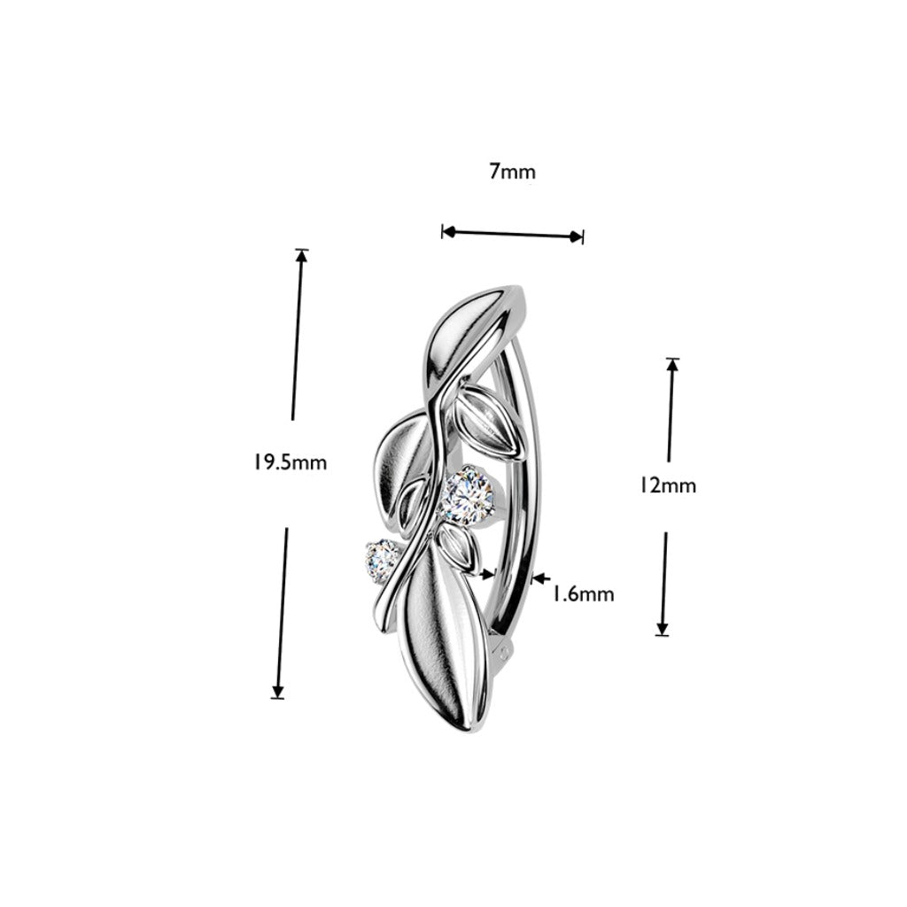 Piercing para ombligo aro hojas y cristal