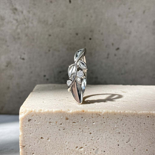 Piercing para ombligo tipo aro hojas y cristal