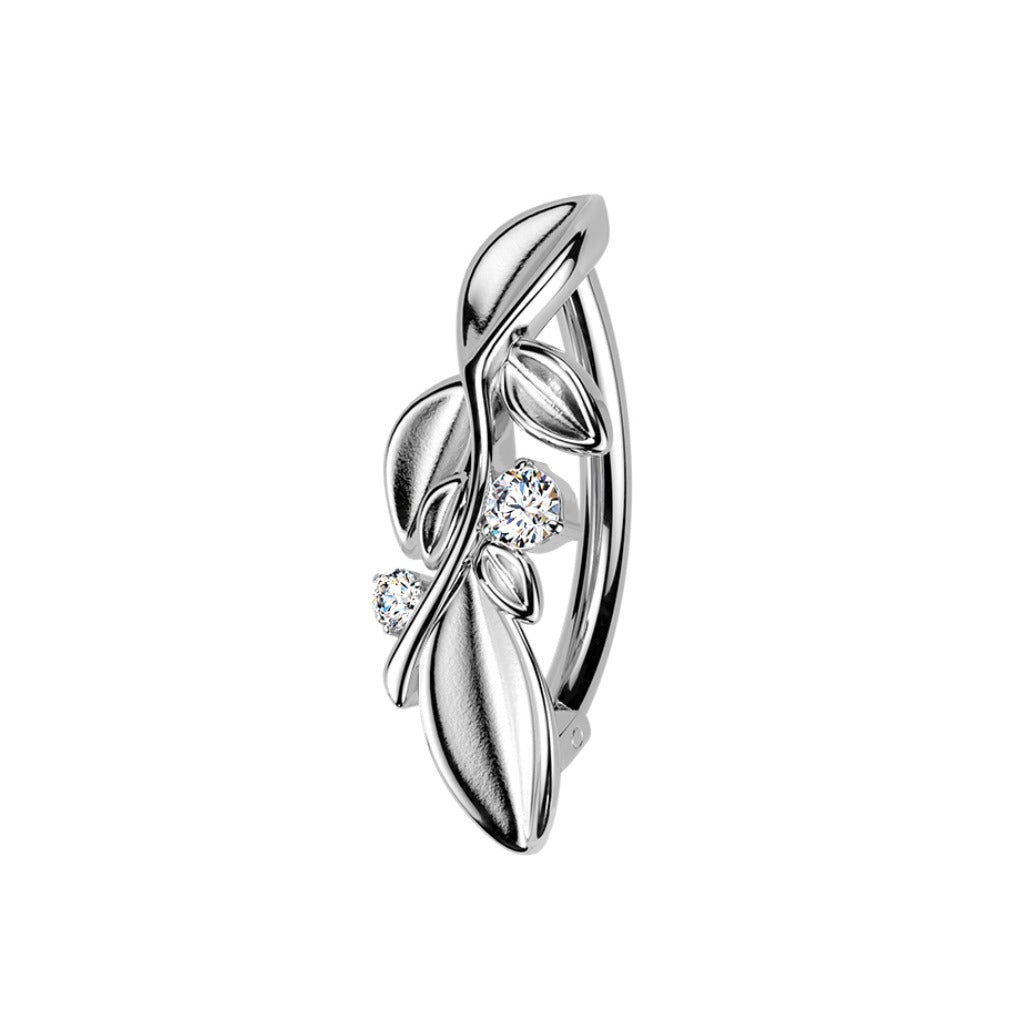 Piercing para ombligo aro hojas y cristal