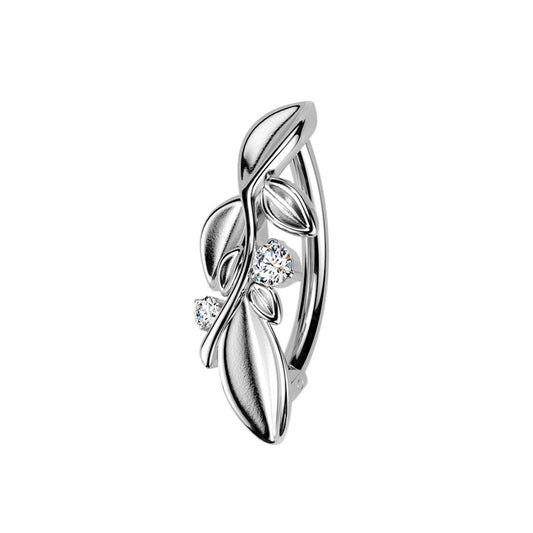 Piercing para ombligo aro hojas y cristal