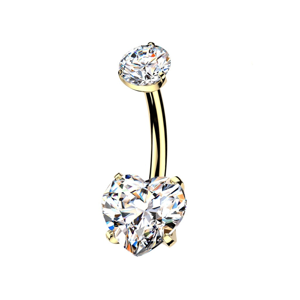 Piercing del ombligo oro 24 quilates corazón